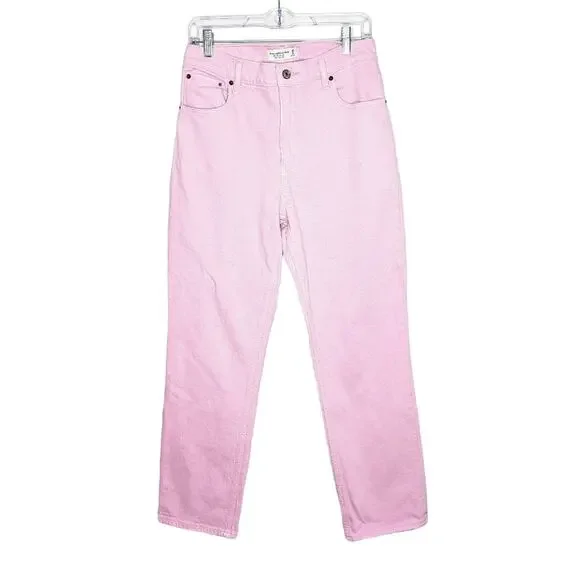 Abercrombie & Fitch Orchid Pink Ultra High Rise 90s Straight Jean Size 6 Short - Picture 1 of 7